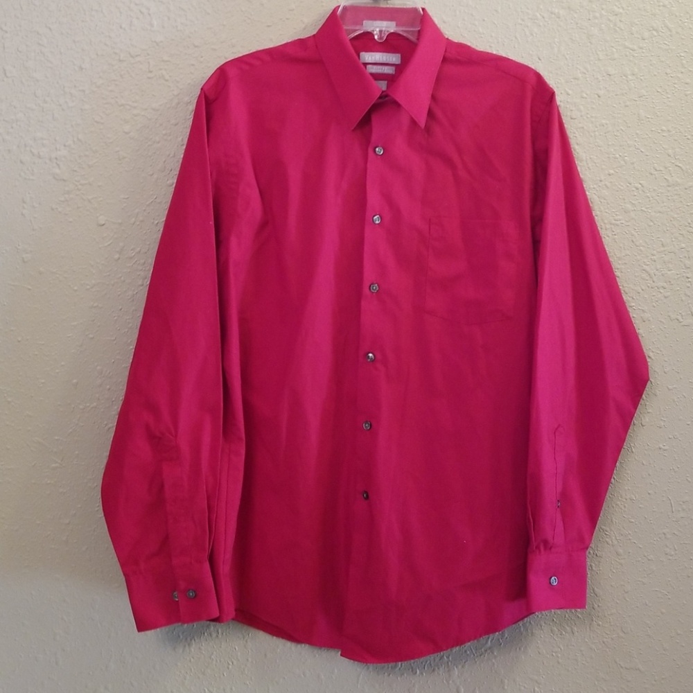 Men's collared dress red shirt, fitted